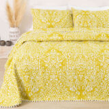 Κουβερλί Εμπριμέ Σετ Maya Μουσταρδί Υπέρδιπλο