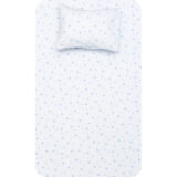 Σεντόνι Φανελένιο Σετ Αστεράκια Σιέλ