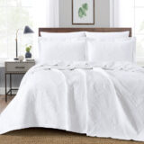 Κουβέρτα Ζακάρ Σετ Damask Λευκό Υπέρδιπλη