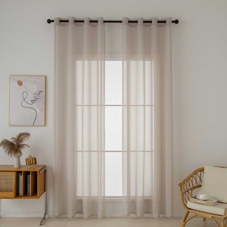 Beauty Home Κουρτίνα γάζα μονόχρωμη με 8 μεταλλικούς κρίκους Sharp Art 8448 140x270 Άμμου