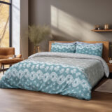 Beauty Home Σετ πάπλωμα υπέρδιπλο Palm Art 12186 220x240 Πετρόλ