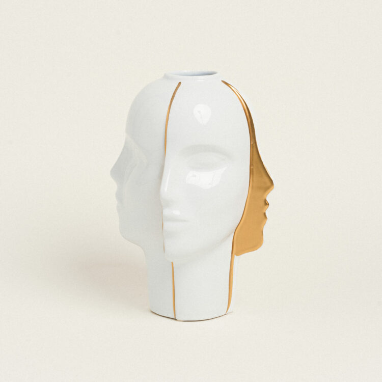 Beauty Home ΒΑΖΟ ΠΡΟΣΩΠΑ ΛΕΥΚΟ ΧΡΥΣΟ 30 cm