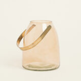 Beauty Home ΓΥΑΛΙΝΟ ΦΑΝΑΡΙ ΜΕ ΜΕΤΑΛΛΙΚΗ ΛΑΒΗ 14 x 16