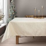 Beauty Home ΤΡΑΠΕΖΟΜΑΝΤΗΛΟ ΖΑΚΑΡ ΕΚΡΟΥ- ΧΡΥΣΟ   135 x 180 cm