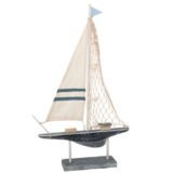 Beauty Home Διακοσμητικό Ιστιοφόρο Ξύλινο Λευκό και Μπλε 48