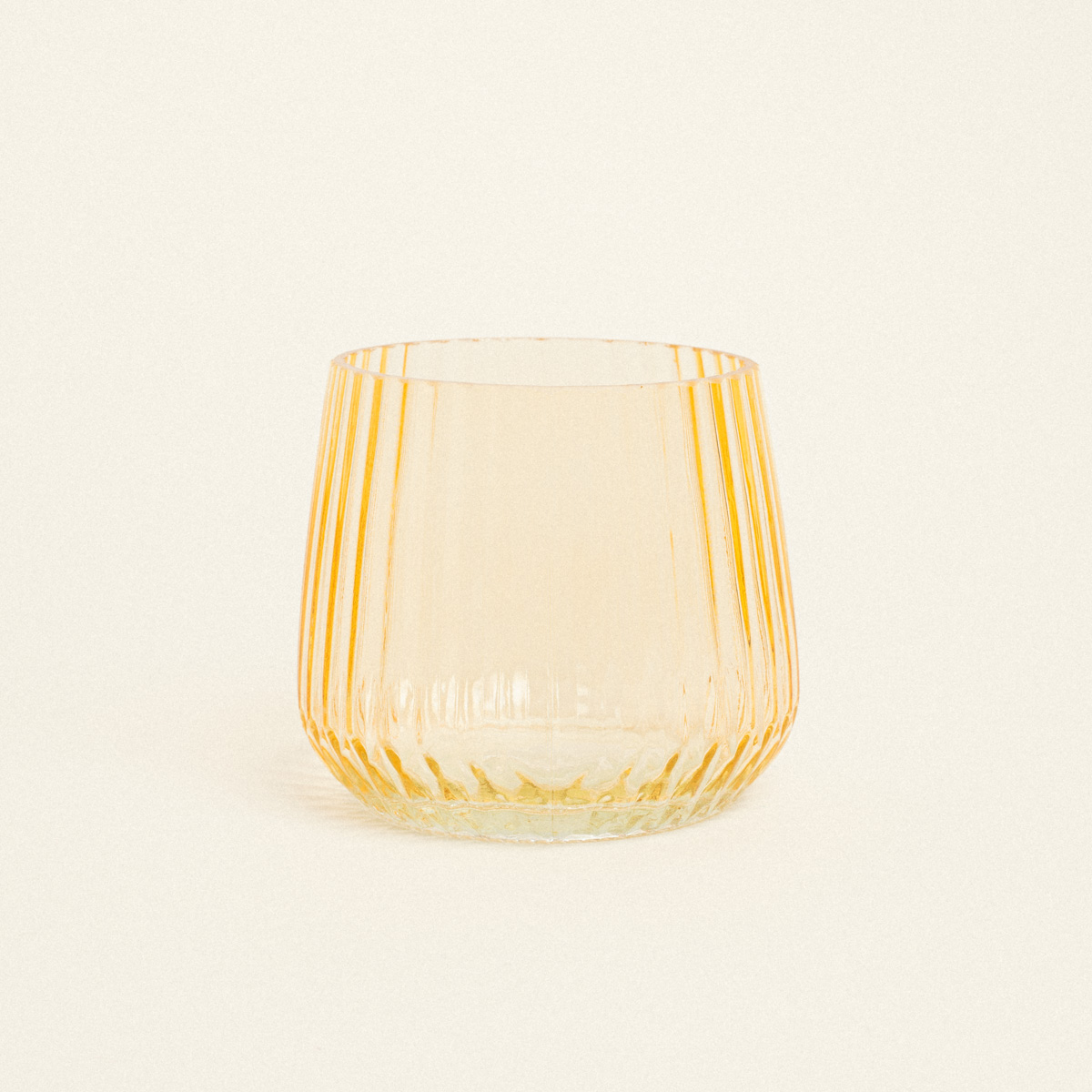 Beauty Home Κηροπήγιο Γυάλινο Ριγέ 11 x 9 cm Κίτρινο