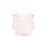 Beauty Home Γυάλινο Κηροπήγιο Λουλούδι Ροζ 7 x 6