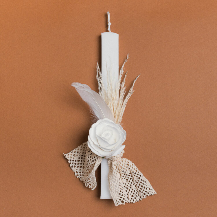 Beauty Home ΛΑΜΠΑΔΑ 33cm ΤΡΙΝΤΑΦΥΛΛΟ ΜΕ ΦΤΕΡΑ ΛΕΥΚΟ ΣΕ ΣΥΣΚΕΥΑΣΙΑ ΔΩΡΟΥ