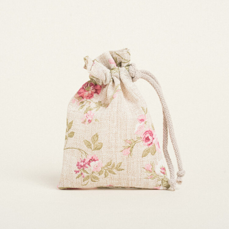 Beauty Home ΠΟΥΓΚΙ ΜΕ ΚΟΡΔΟΝΙ 12 x 17 cm ΦΛΟΡΑΛ VINTAGE ΜΠΕΖ ΦΟΝΤΟ