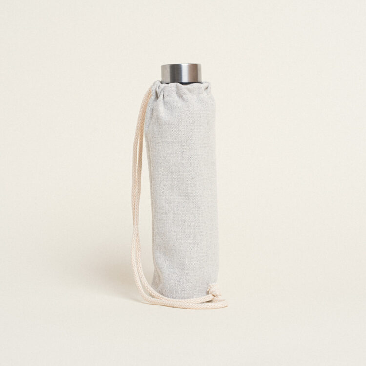 Beauty Home ΘΗΚΗ ΓΙΑ ΜΠΟΥΚΑΛΙ ΜΕ ΚΟΡΔΟΝΙ 22 x 12 cm  ΓΚΡΙ ΑΣΗΜΙ LUREX