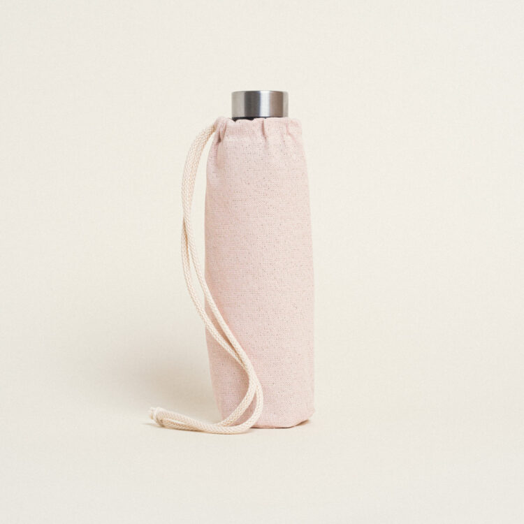 Beauty Home ΘΗΚΗ ΓΙΑ ΜΠΟΥΚΑΛΙ ΜΕ ΚΟΡΔΟΝΙ 22 x 12 cm  ΡΟΖ ΧΡΥΣΟ LUREX