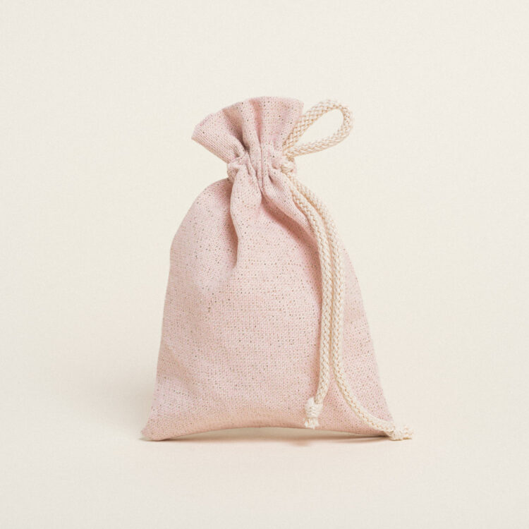 Beauty Home ΠΟΥΓΚΙ ΜΕ ΚΟΡΔΟΝΙ 12 x 17 cm  ΡΟΖ ΧΡΥΣΟ LUREX