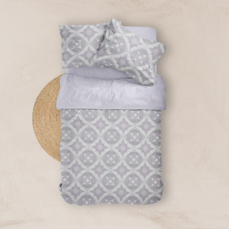 Σεντόνια Εμπριμέ Σετ Asteras Λιλά Υπέρδιπλα