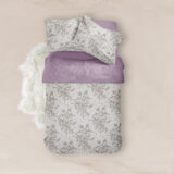 Σεντόνια Εμπριμέ Σετ Cherry Blossom Μωβ Υπέρδιπλα