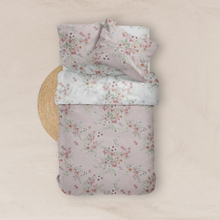 Σεντόνια Εμπριμέ Σετ Jardin Ροζέ Υπέρδιπλα