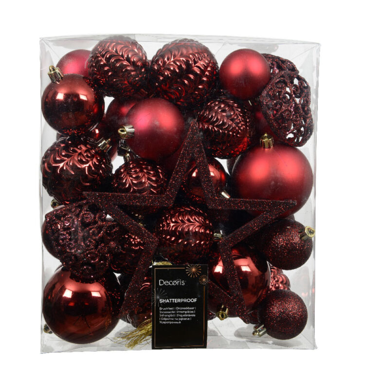 Beauty Home Αθραυστα Στολίδια Μπορντώ 43 ΤΜΧ