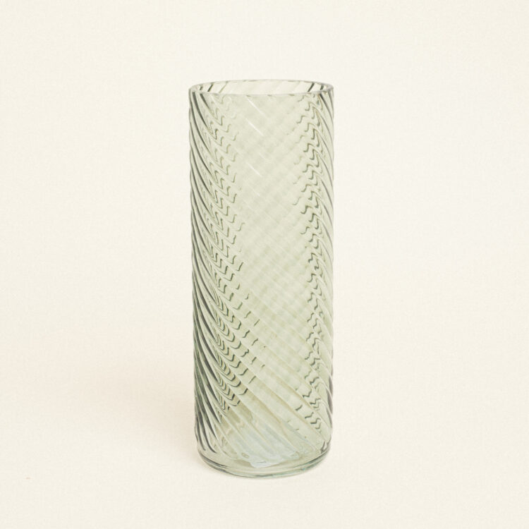 Beauty Home Γυάλινο Βάζο με Εφέ Στροβιλισμού 10cm x 26.5cm Πράσινο