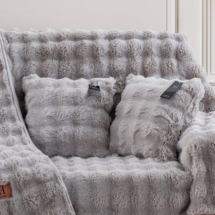 Beauty Home Γούνινη Μαξιλαροθήκη διακοσμητική Pop Art 8721 40x40 Γκρι