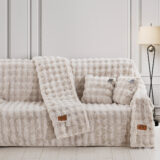 Beauty Home Γούνινο Σετ ριχτάρι 3τμχ Pop Art 8723 (180x160+180x250+180x300) Εκρού