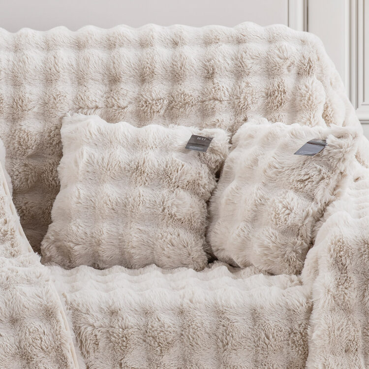 Beauty Home Γούνινη Μαξιλαροθήκη διακοσμητική Pop Art 8723 40x40 Εκρού