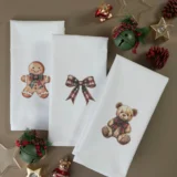 Ποτηρόπανα Κουζίνας Χριστουγεννιάτικα Bow Σετ 3ΤΜΧ
