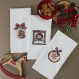 Ποτηρόπανα Κουζίνας Χριστουγεννιάτικα Garland Σετ 3ΤΜΧ