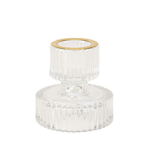 Beauty Home Κηροπήγιο γυάλινο διπλής όψης Mauro  – Διαφανές 6 x 6cm