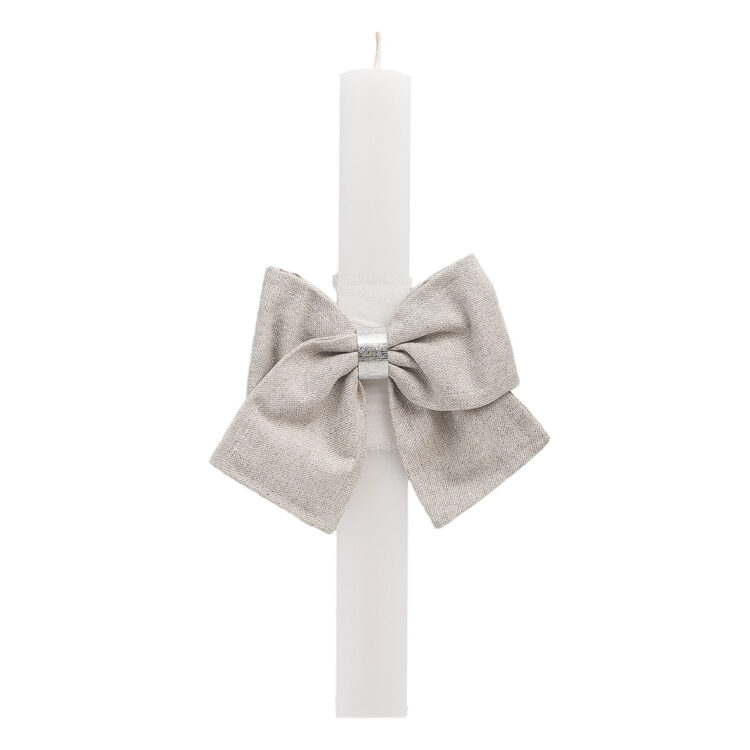 Beauty Home ΛΑΜΠΑΔΑ ΛΕΥΚΗ 33cm ΦΙΟΓΚΟΣ ΓΚΡΙ ΑΣΗΜΙ LUREX