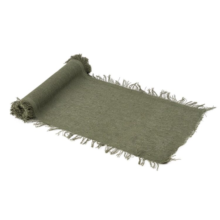 Beauty Home Ράννερ με ξέφτια – Λαδί 30cm x 3m