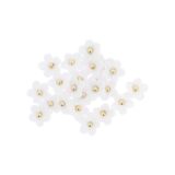 Beauty Home 24 Μαργαρίτες από Λευκό Βελούδο και Χρυσό Μαργαριτάρι Ø2.5cm