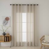 Beauty Home Κουρτίνα γάζα μονόχρωμη με 8 μεταλλικούς κρίκους Fit Art 8447 140x270 Μπεζ