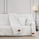 Beauty Home Γούνινο Σετ ριχτάρι 3τμχ Pop Art 8724 (180x160+180x250+180x300) Λευκό