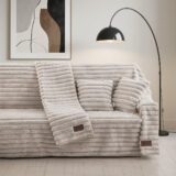 Beauty Home Γούνινο Σετ ριχτάρι 3τμχ Stripe Art 8725 (180x160+180x250+180x300) Μπεζ