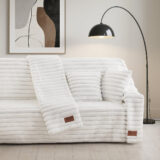 Beauty Home Γούνινο Σετ ριχτάρι 3τμχ Stripe Art 8728 (180x160+180x250+180x300) Λευκό