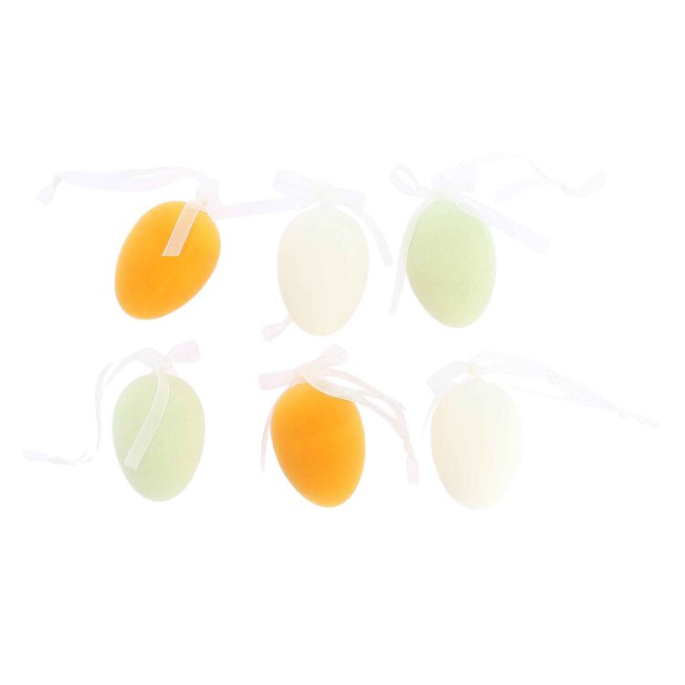 Beauty Home 6 Βελούδινα αυγά με κορδέλα σε 3 χρώματα Ø4×6