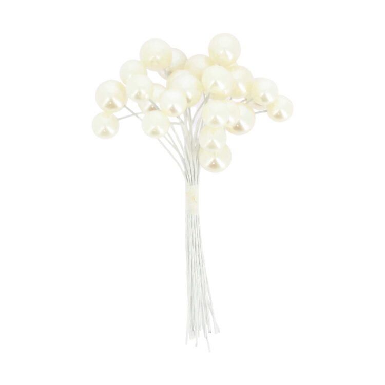 Beauty Home 24 Λευκές Περλέ Στρας με σύρμα 10cm – 1cm και 1