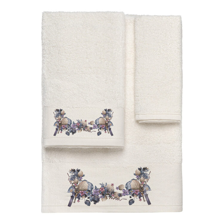 Beauty Home Σετ πετσέτες 3τμχ με εκτύπωση Art 3552 (30x50+50x90+70x140) Εκρού