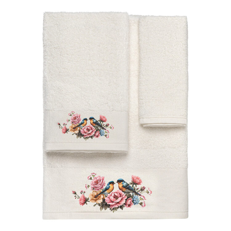 Beauty Home Σετ πετσέτες 3τμχ με εκτύπωση Art 3555 (30x50+50x90+70x140) Εκρού