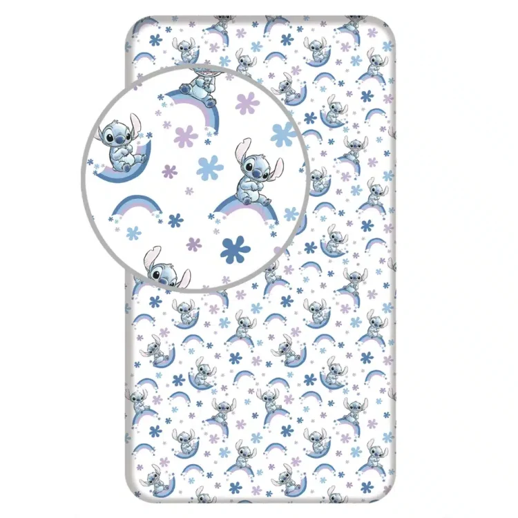 Σεντόνι Βαμβακερό Stitch Rainbow Μονό Με Λάστιχο