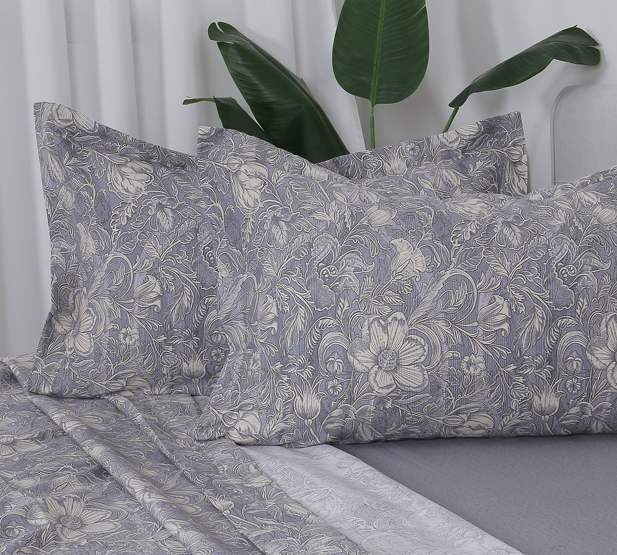 Beauty Home Σετ σεντόνια υπέρδιπλα με λάστιχο Memories Art 12679 165x200+30 Γκρι - Image 2