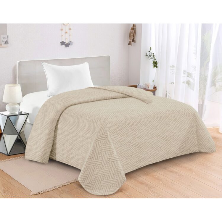 ΚΟΥΒΕΡΛΙ MICROFIBER KING SIZE 240X260 ADAM HOME GLORIA CREAM