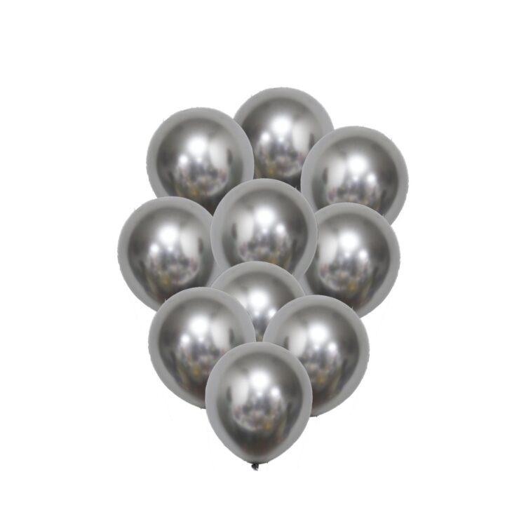 Beauty Home 10 Μπαλόνια Μεταλλικό Ασημί Ø30cm