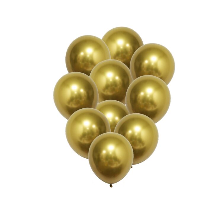 Beauty Home 10 Μπαλόνια Μεταλλικό Χρυσό Ø30cm
