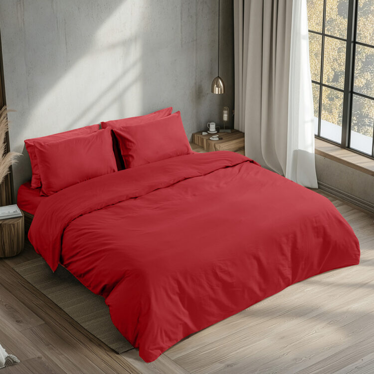 Beauty Home Σεντόνι υπέρδιπλο με λάστιχο Prime Art 1230 170x200+35 Κόκκινο
