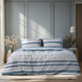 Beauty Home Σετ σεντόνια υπέρδιπλα με λάστιχο Moments Art 12561 165x200+30 Σιέλ