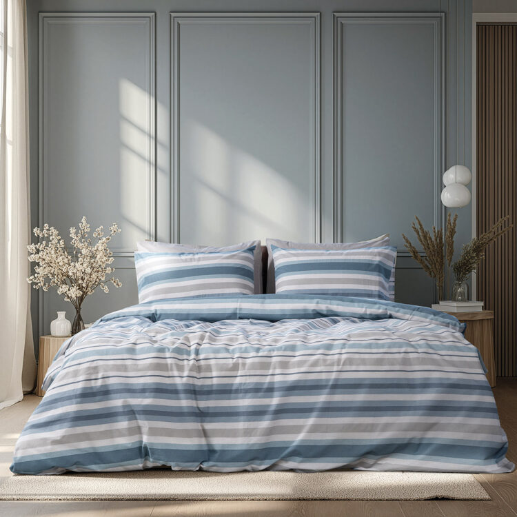 Beauty Home Σετ σεντόνια υπέρδιπλα με λάστιχο Moments Art 12561 165x200+30 Σιέλ