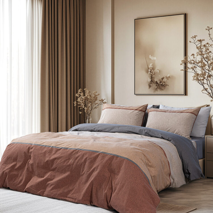 Beauty Home Σετ σεντόνια υπέρδιπλα με λάστιχο Moments Art 12565 165x200+30 Καφέ