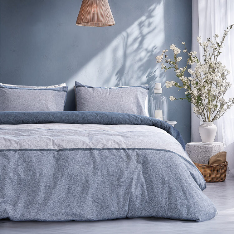 Beauty Home Σετ σεντόνια υπέρδιπλα με λάστιχο Moments Art 12566 165x200+30 Σιέλ
