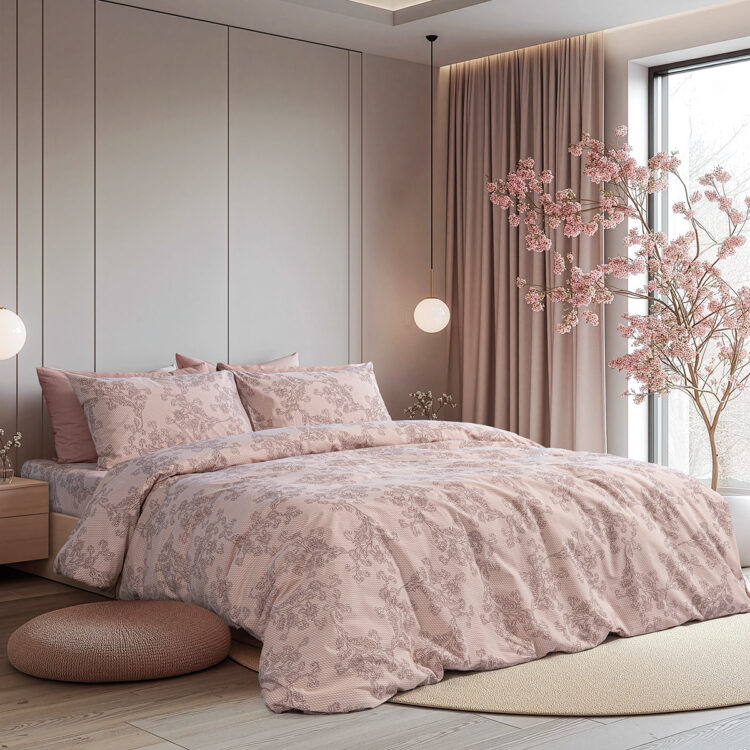 Beauty Home Σετ σεντόνια υπέρδιπλα με λάστιχο Moments Art 12569 165x200+30 Σάπιο Μήλο