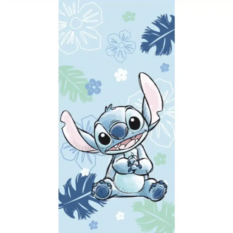 Πετσέτα Θαλάσσης Βαμβακερή Βελούδινη Stitch Cool Blue 320gsm